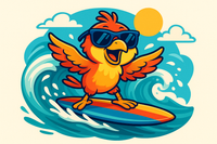 Surfing bird